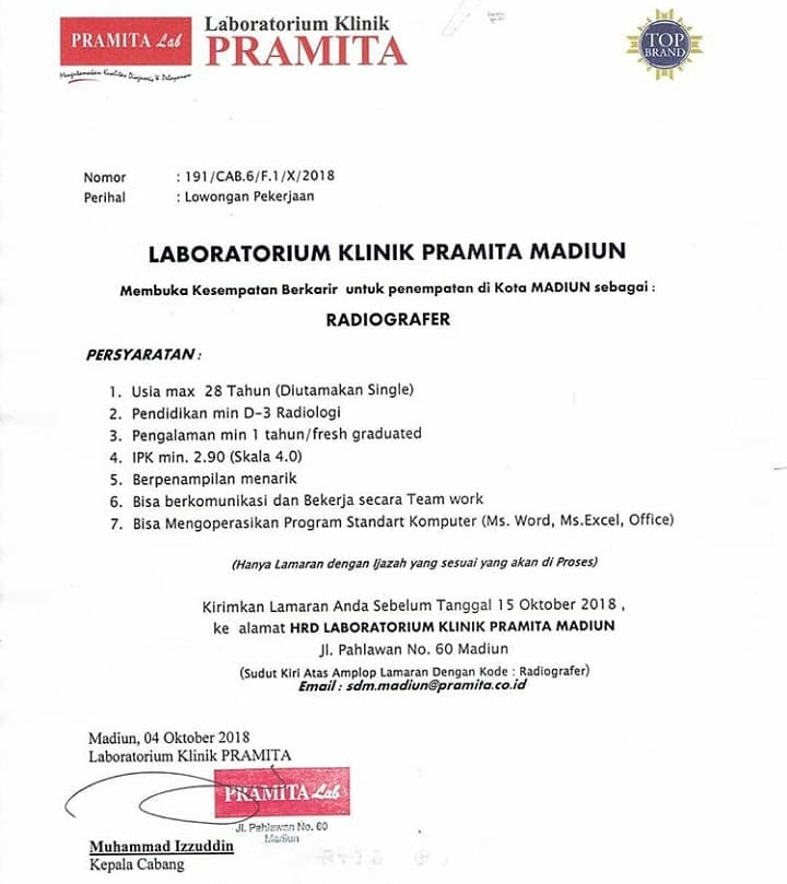 Lowongan Kerja di Pramita Lab Madiun