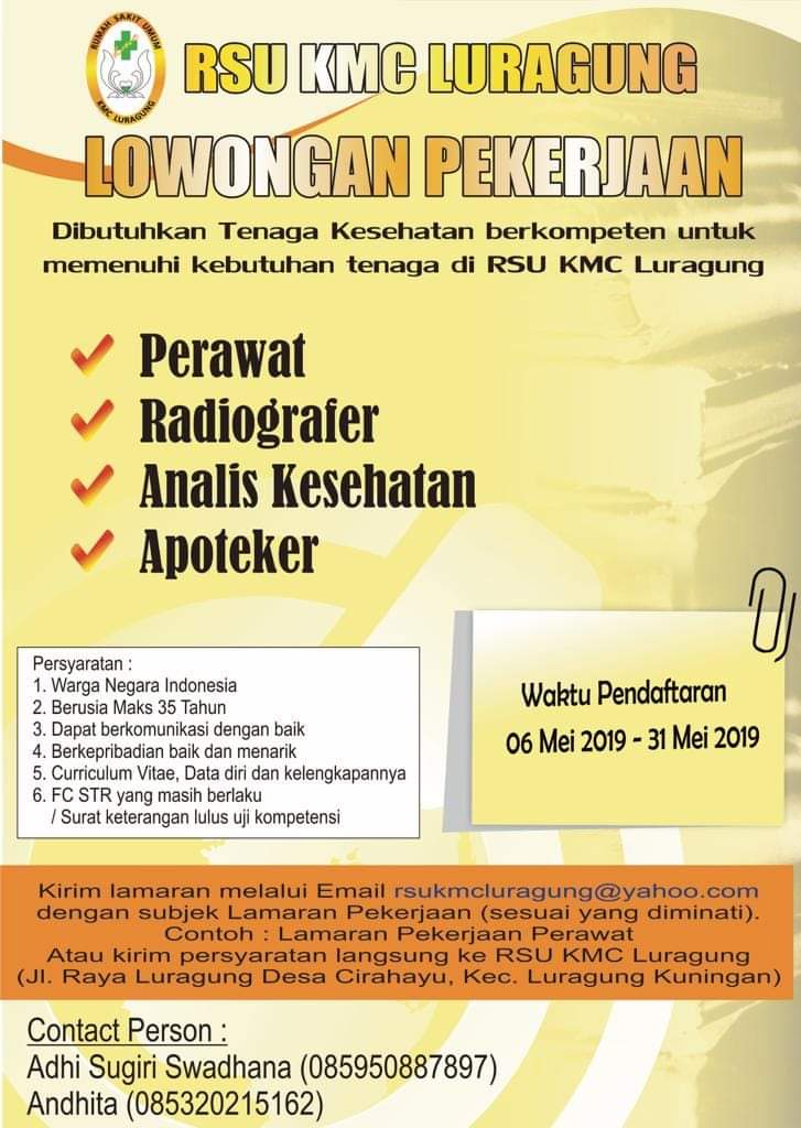 LOWONGAN KERJA DI RSU KMC LURAGUNG KAB. KUNINGAN