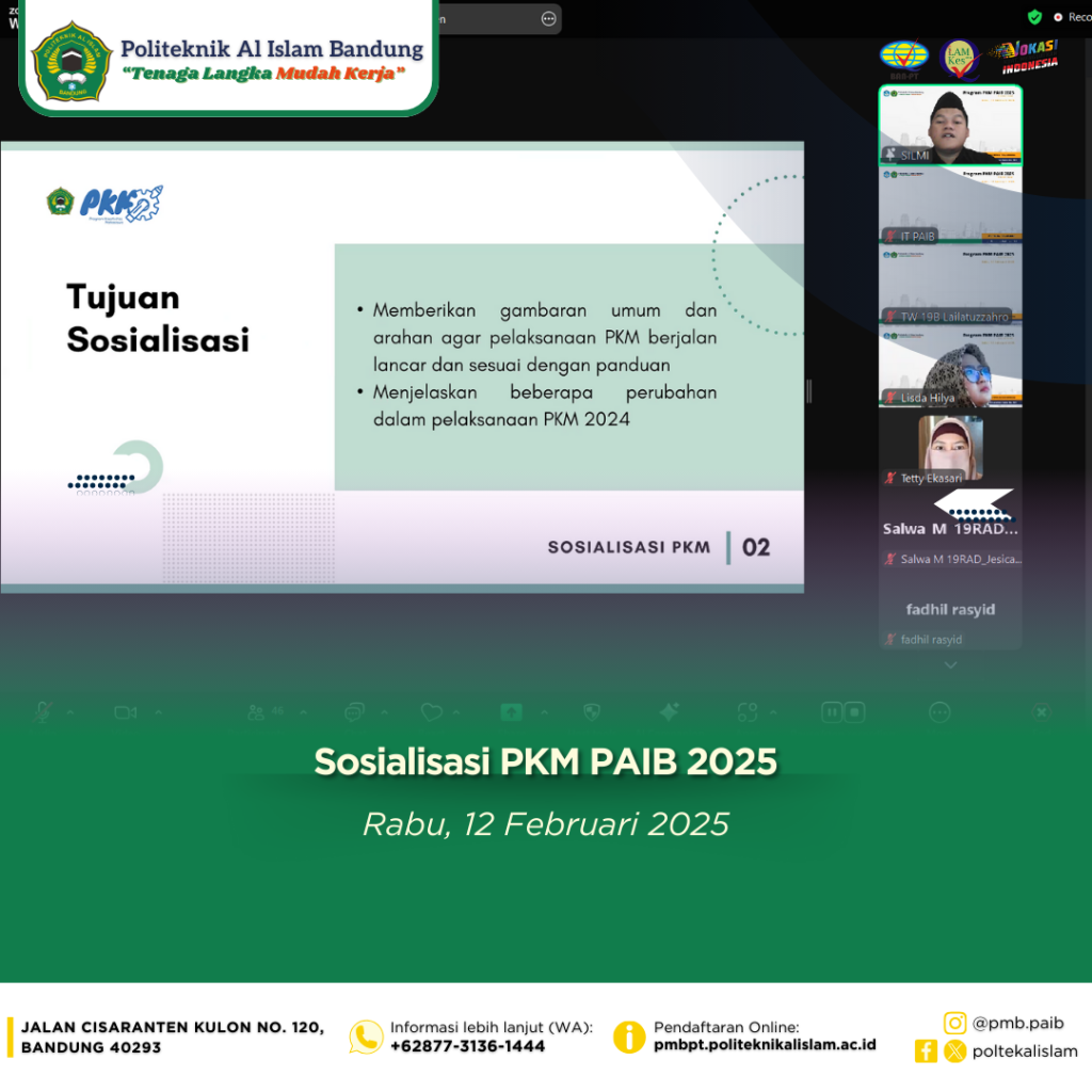 Sosialisasi PKM 2025 Politeknik Al Islam Bandung Digelar Secara Online