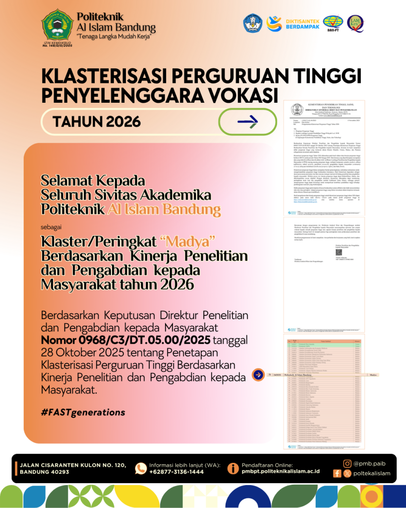 Politeknik Al Islam Bandung Raih Klaster “Madya” dalam Klasterisasi Perguruan Tinggi 2026